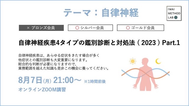 自律神経疾患4タイプの鑑別診断と対処法 ( 2023 ) Part.1