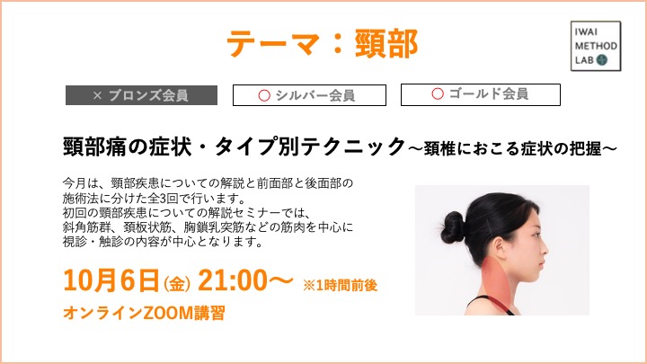頸部痛の症状・タイプ別テクニック〜頚椎におこる症状の把握〜