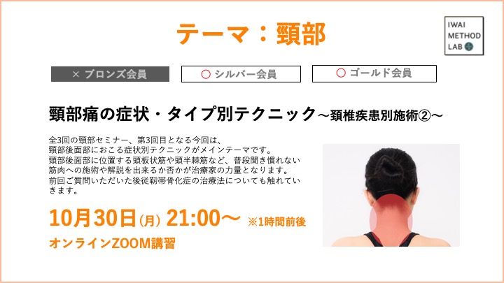 頸部痛の症状・タイプ別テクニック〜頚椎疾患別施術②〜