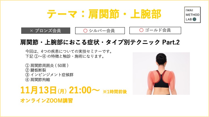 肩関節・上腕部におこる症状・タイプ別テクニック Part.2